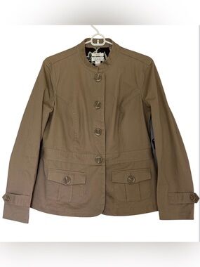 Christopher & Banks Women's Tan Utility Jacket with Stand Collar SzL